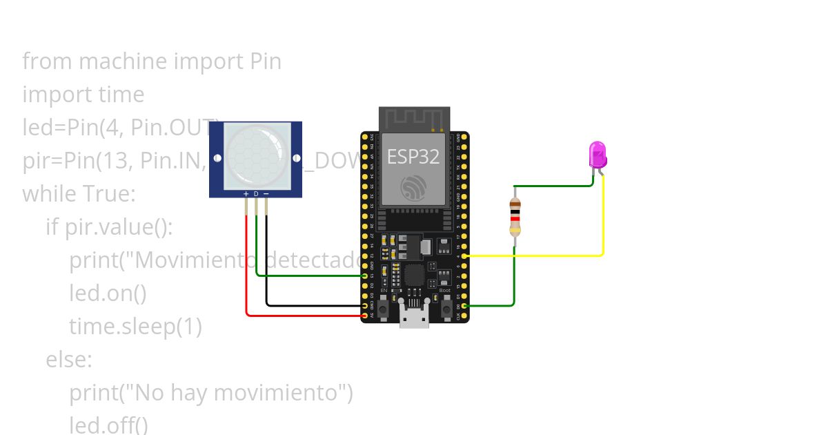 ESP32(Led con detector de movimiento) simulation