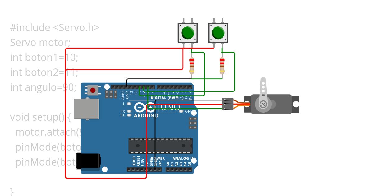 Girar servo con botones simulation