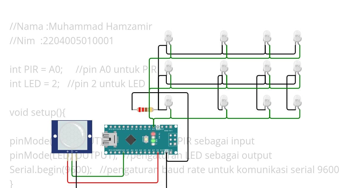 otomasi lampu menggunakan pir arduino nano simulation