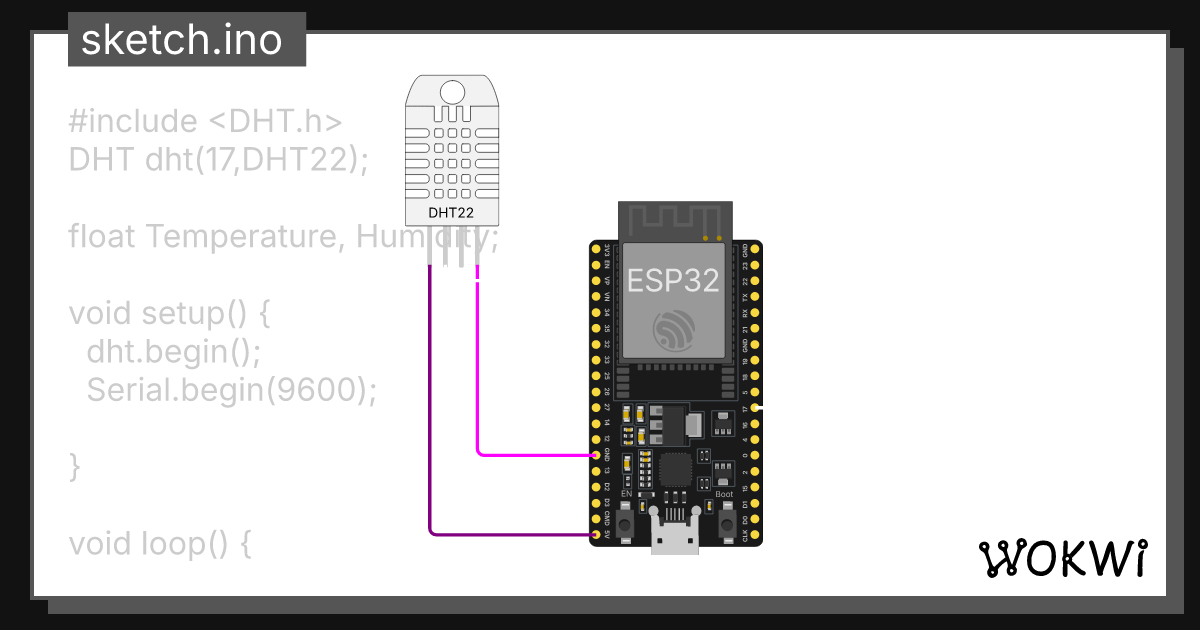 DHT sensor :D - Wokwi ESP32, STM32, Arduino Simulator