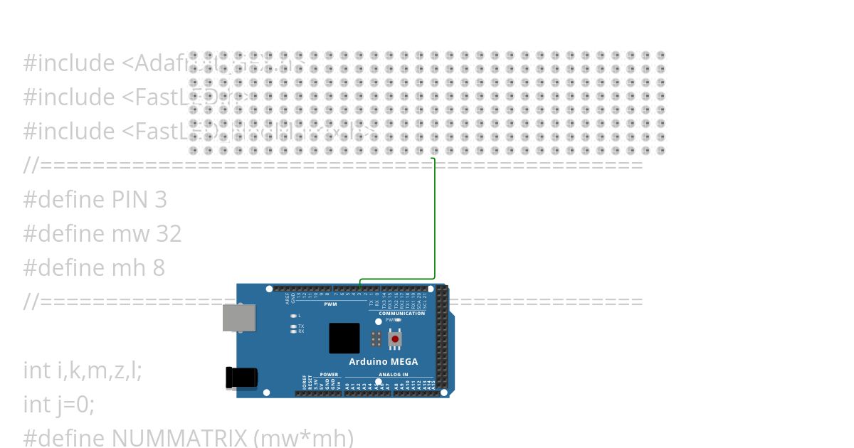 32x8 Pixel led simulation