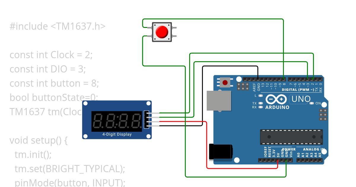 Stop Watch with 7 Segment simulation