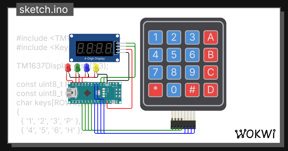 ТМ1637(цифр-матрица,кух-таймер,делау) - Wokwi ESP32, STM32, Arduino ...
