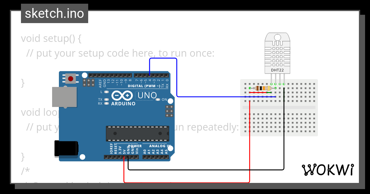 Temperature and humidity sensor - Wokwi ESP32, STM32, Arduino Simulator