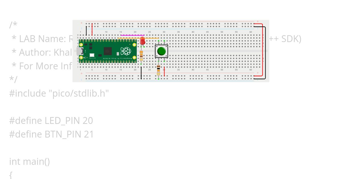 Raspberry Pi Pico LED_BUTTON - C SDK simulation