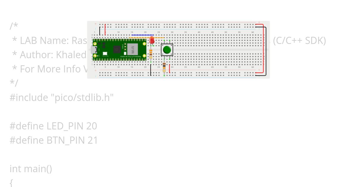 Raspberry Pi Pico W LED_BUTTON - C SDK simulation