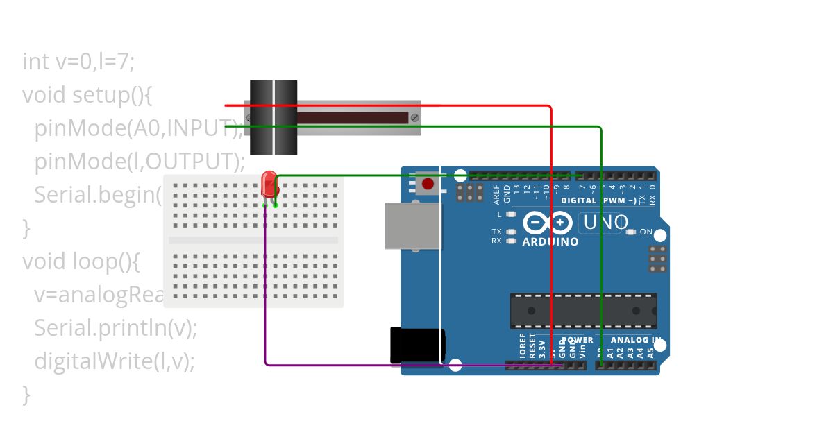 potentiometer led  simulation