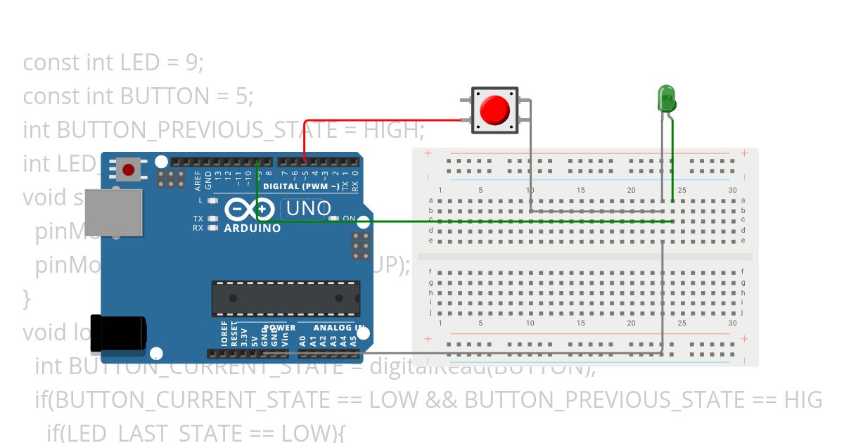 LED BLINK USING BUTTON simulation