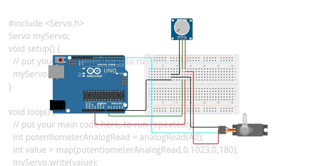 Servo Motor with Potentiometer simulation