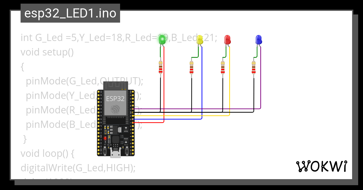 Esp32 4led Wokwi Esp32 Stm32 Arduino Simulator 