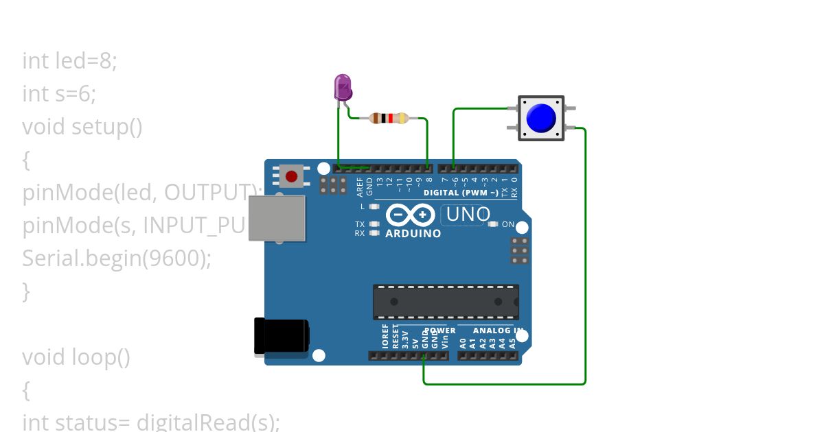 push button to control led simulation