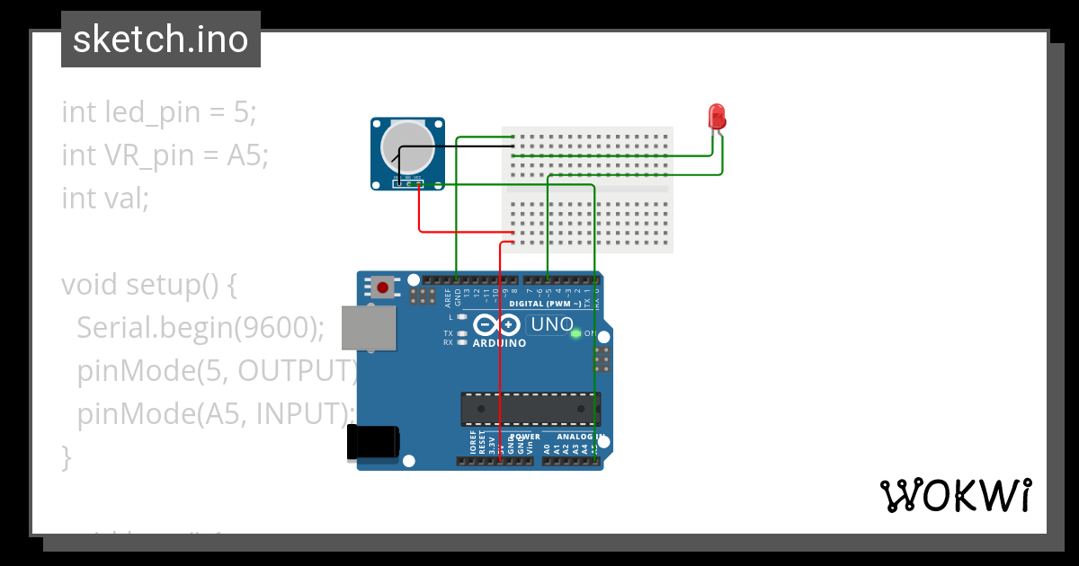 VR_LED control - Wokwi ESP32, STM32, Arduino Simulator