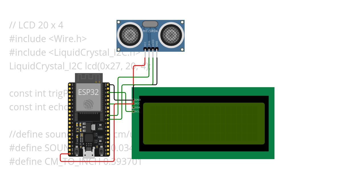 ESP32ultrasonichcsr04withlcd simulation