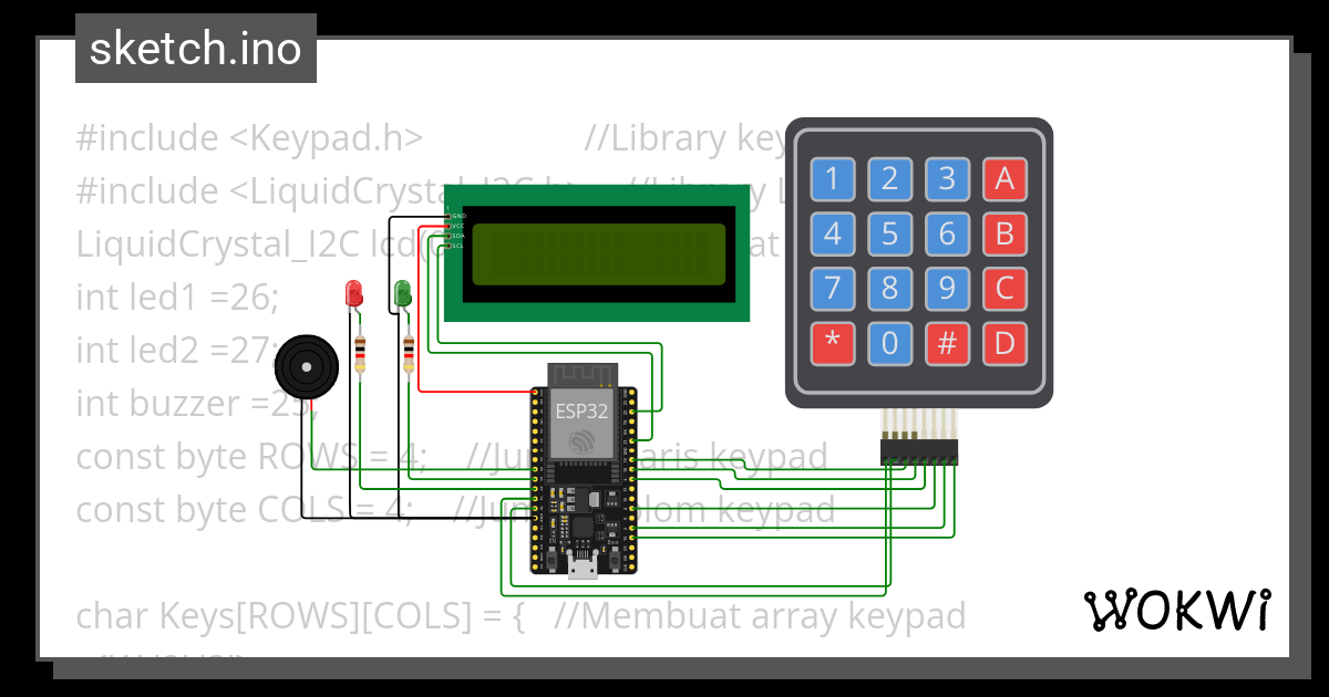 project input pasword menggunakan 1 LED - Wokwi ESP32, STM32, Arduino ...