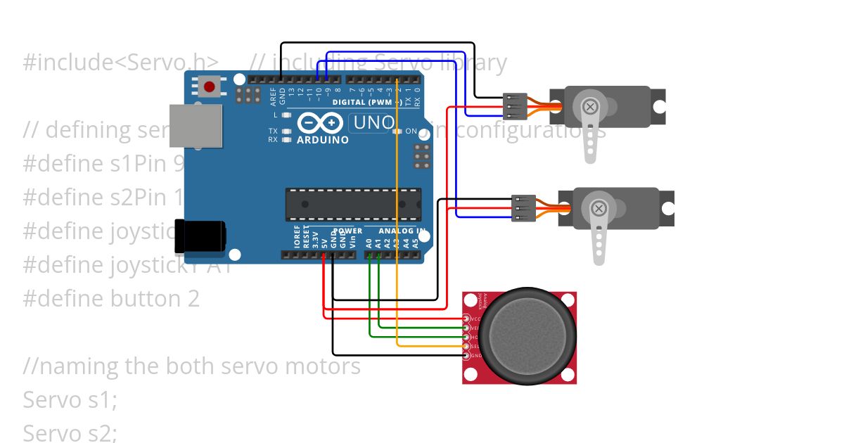 Joystick controlled Servo Car simulation