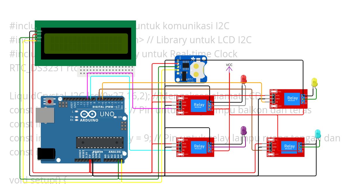 Lampu Otomatis 4 relay simulation