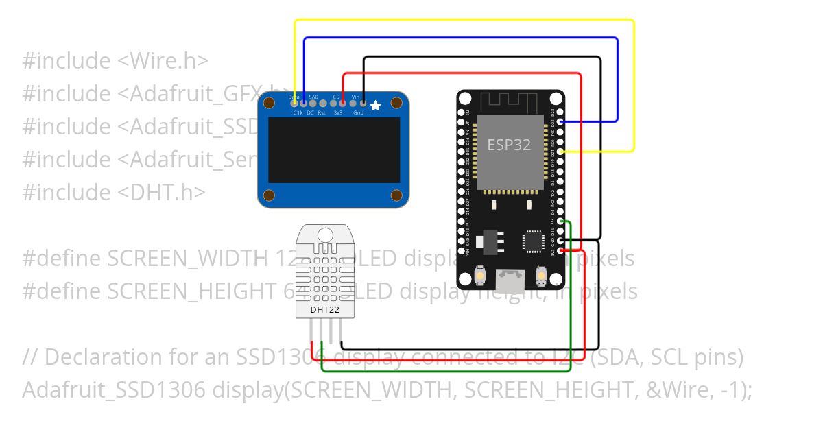 ESP32 OLED + DHT22 Copy simulation
