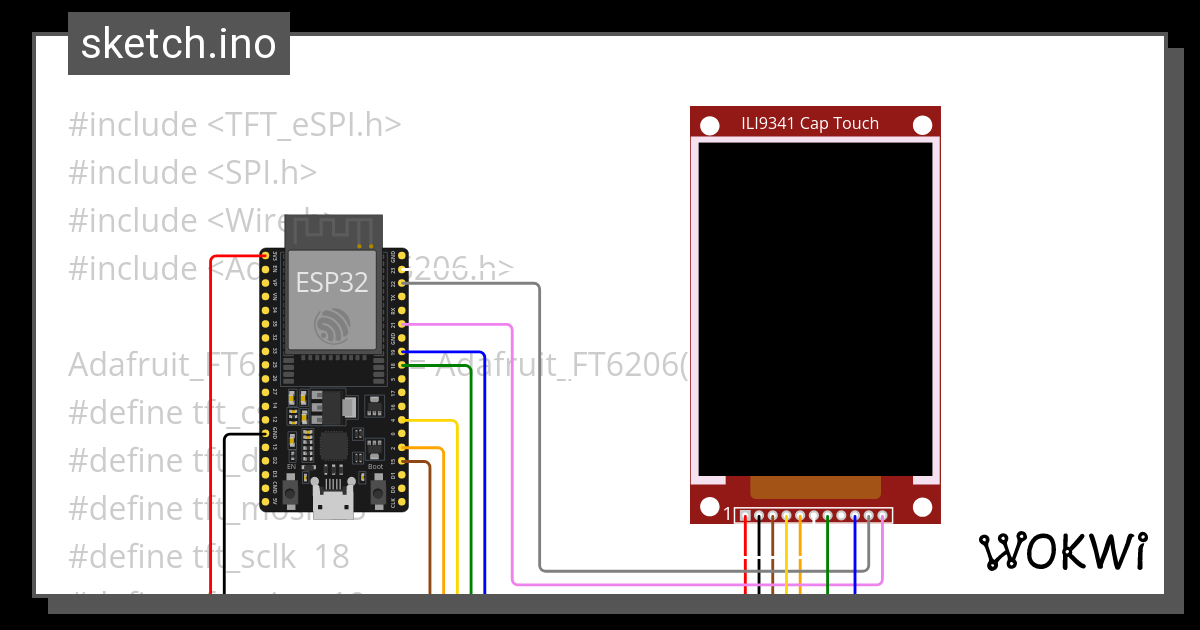 ILI9341 Hello World - Wokwi ESP32, STM32, Arduino Simulator