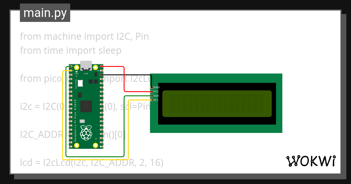 I2C communication between the LCD and Raspberry Pi Pico Copy - Wokwi ...
