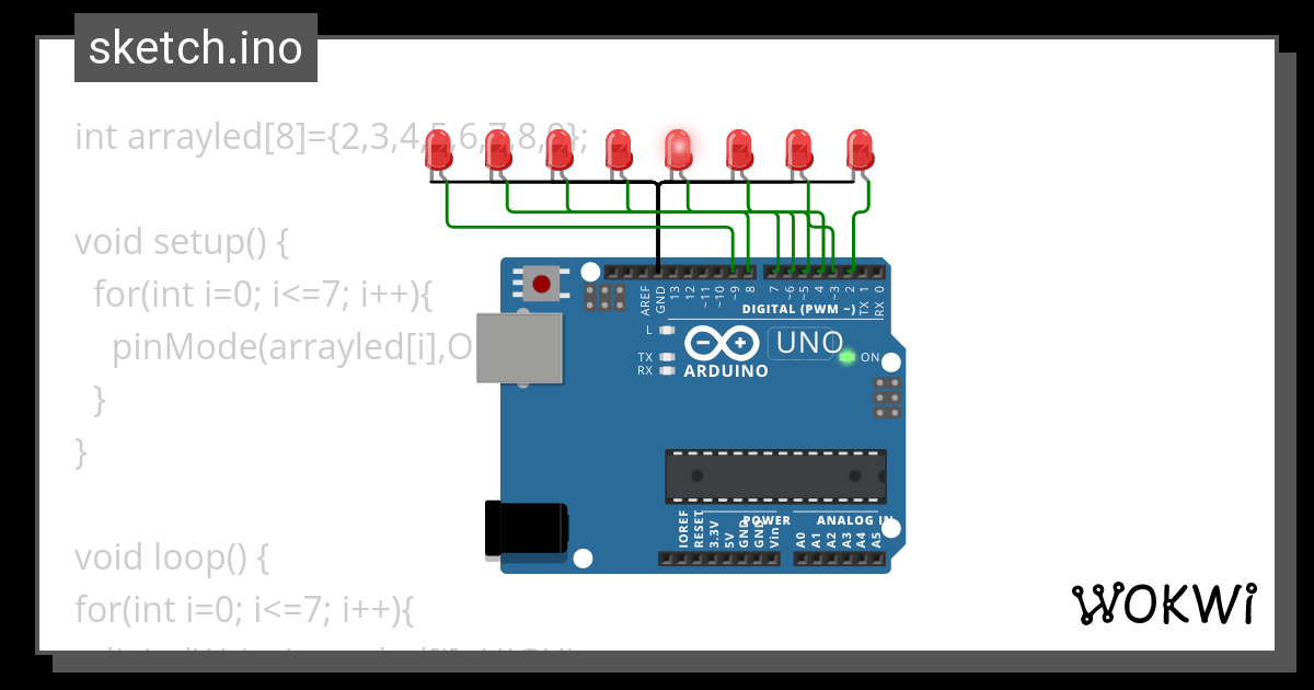 Arrayled Dimensi Wokwi ESP STM Arduino Simulator