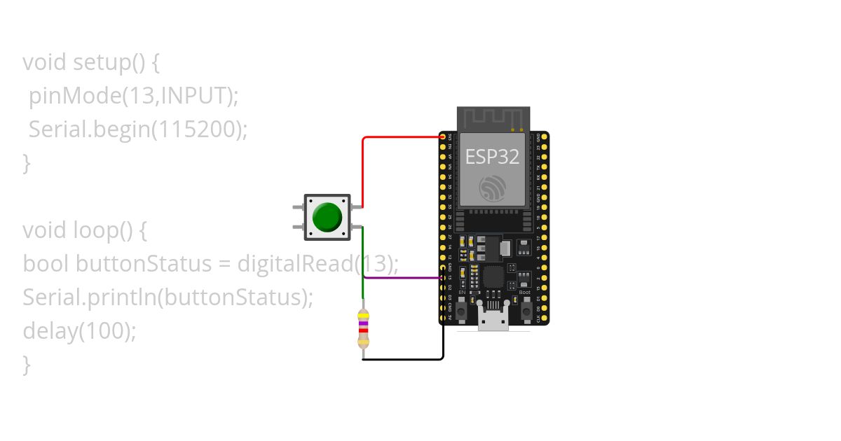 Push Button  ( With Pulldown resistor ) simulation