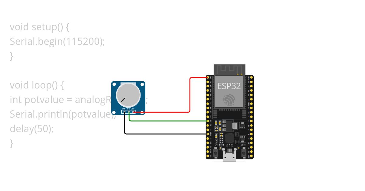 Potentiometer Value Reading simulation