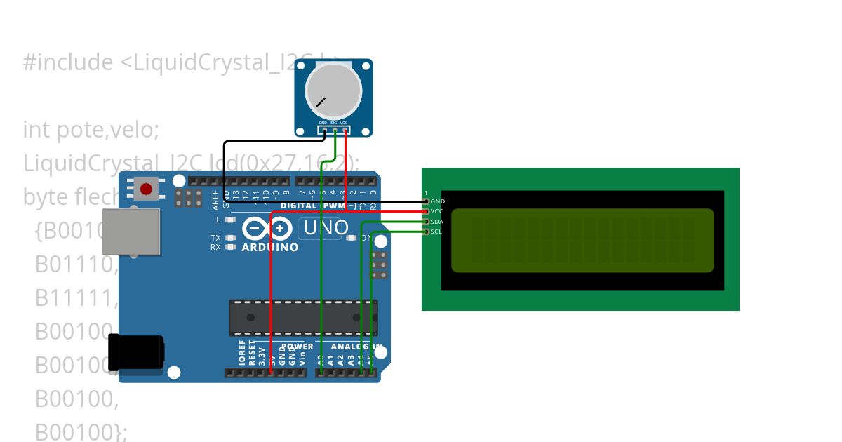 lcd, crear flecha/formas simulation