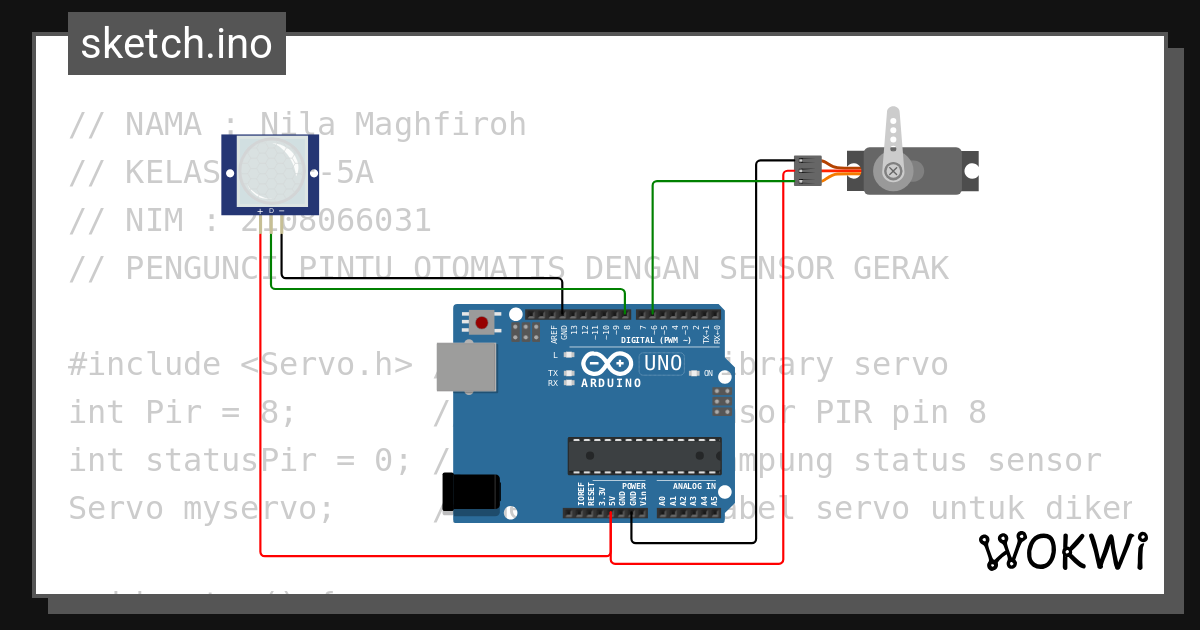 PENGUNCI PINTU OTOMATIS NILAAAA - Wokwi ESP32, STM32, Arduino Simulator