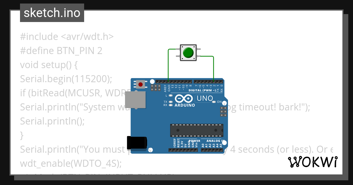 8 watchdog timer Wokwi ESP32, STM32, Arduino Simulator