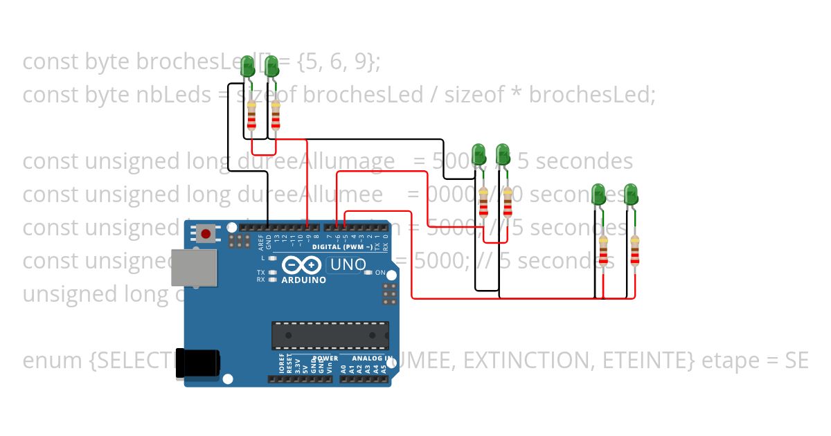 led yeux vert projet 01 simulation