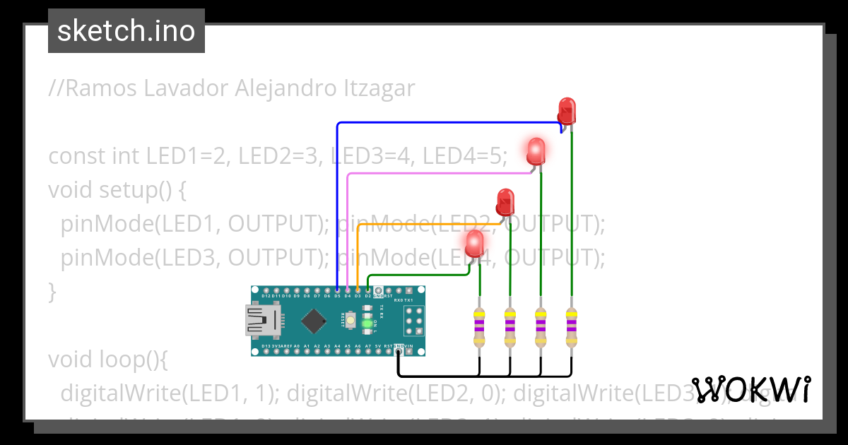 Led Sequence Act Wokwi Esp Stm Arduino Simulator