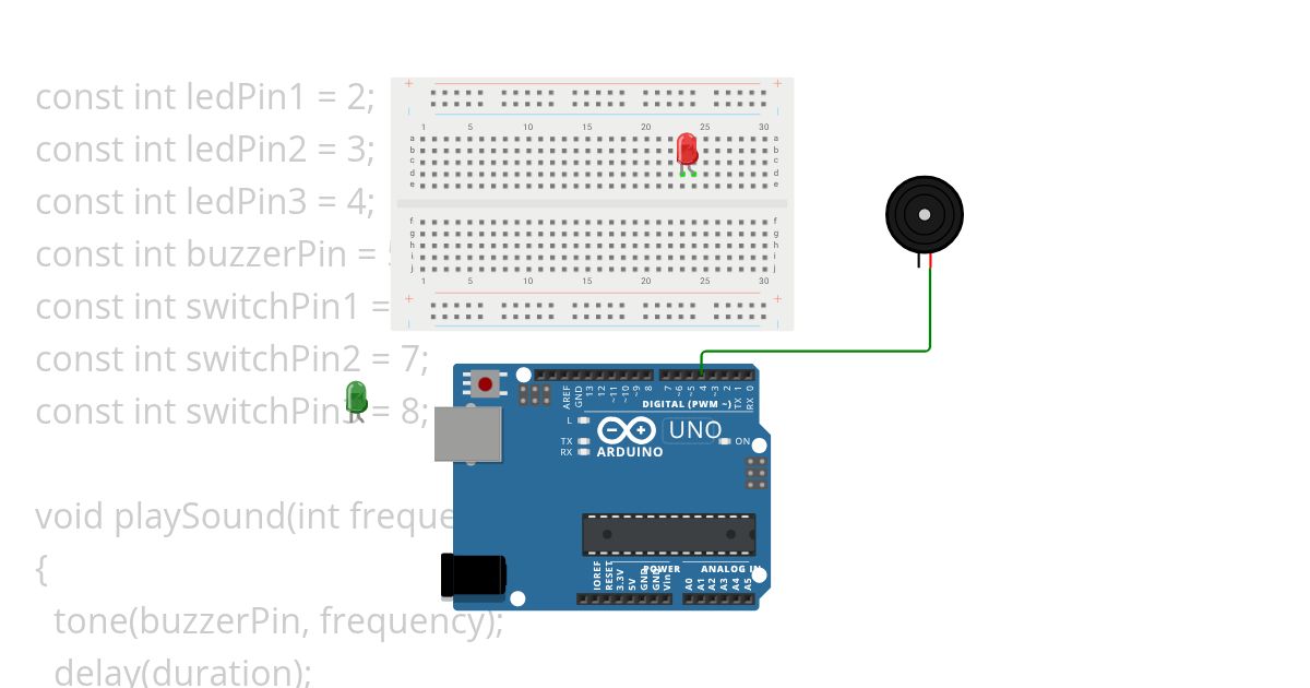 3 different led control with switches simulation