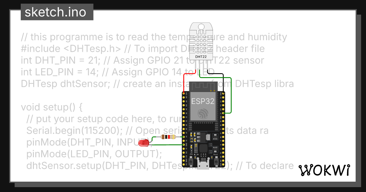 DHT22 Sensor - Wokwi ESP32, STM32, Arduino Simulator