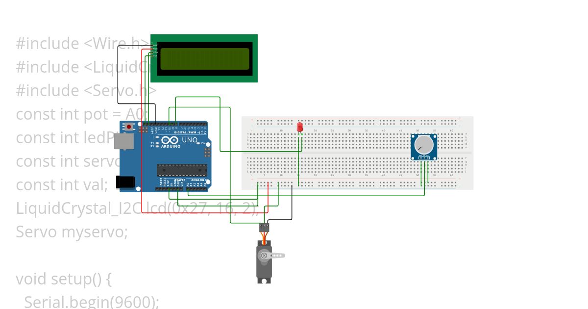 SERVO+POT+LED+LCD simulation