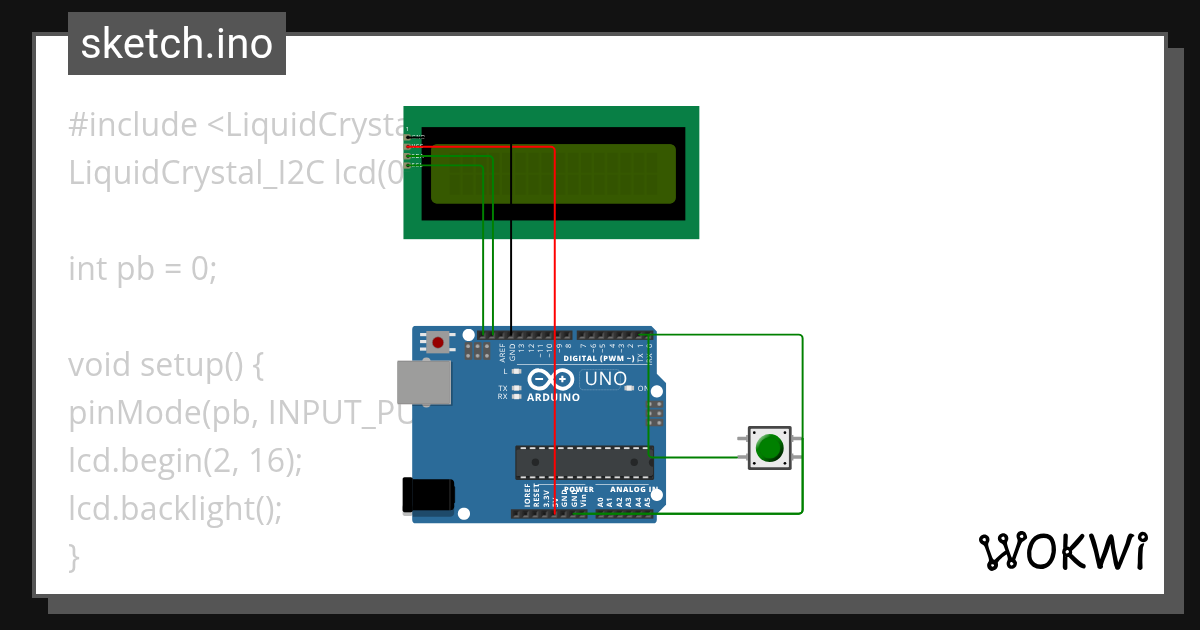 Push button LCD - Wokwi ESP32, STM32, Arduino Simulator