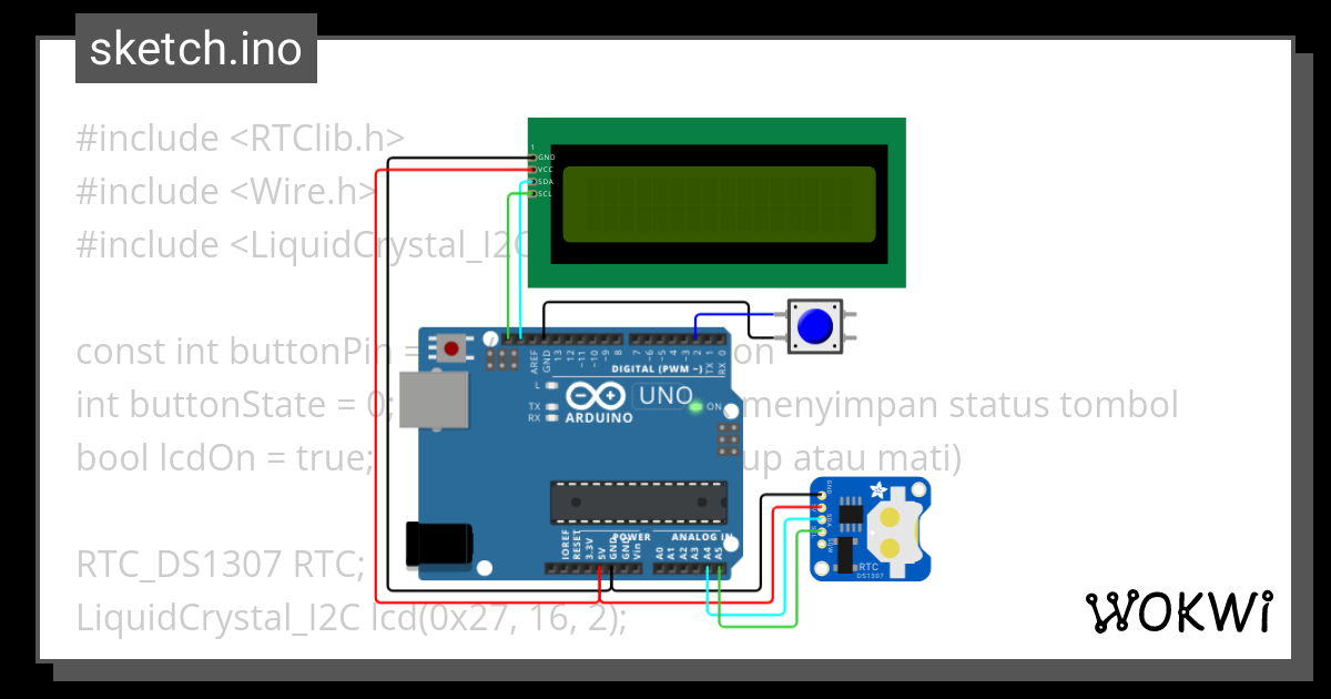 Jam Digital using LCD - Wokwi ESP32, STM32, Arduino Simulator