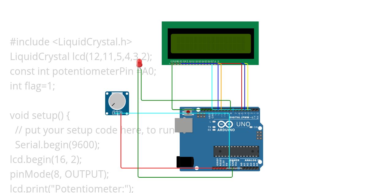 potentiometer lcd Counter simulation