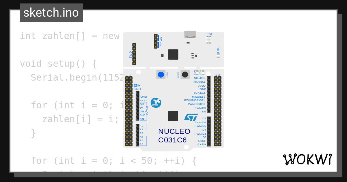 int-Array Printing - Wokwi ESP32, STM32, Arduino Simulator