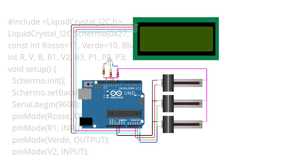 RGB LED con potenziometri simulation