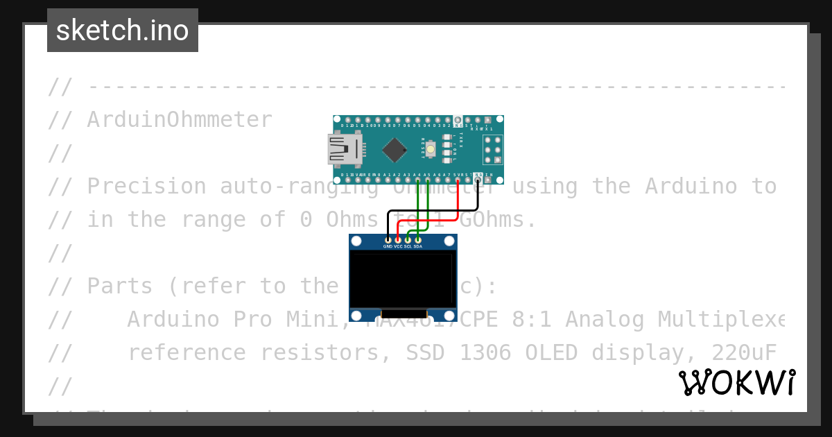 Auto Ranging Ohmmeter Wokwi ESP32, STM32, Arduino Simulator