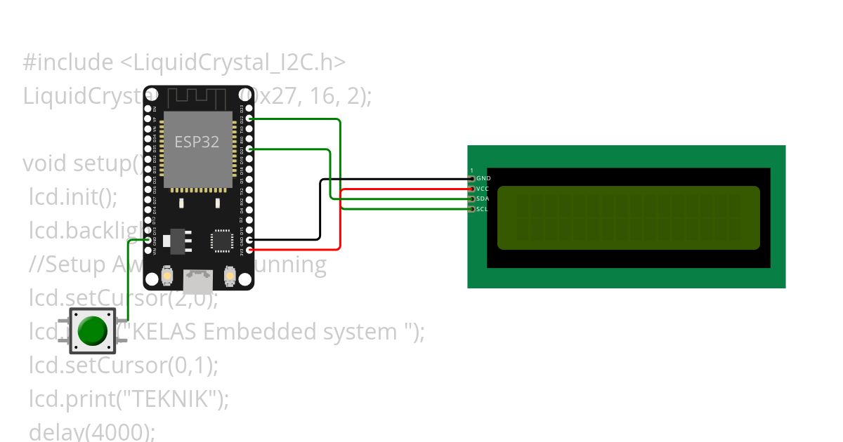 ESP32, intterupt button, LCD I2C AA simulation