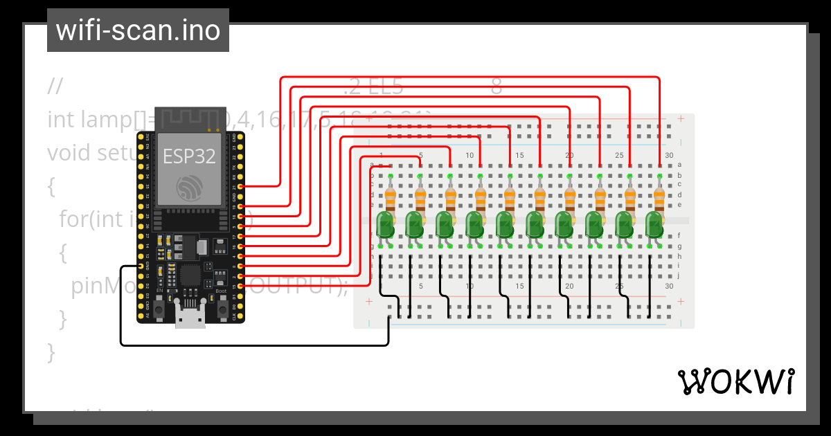 Led10ดวงแบบ Array Wokwi Esp32 Stm32 Arduino Simulator 3775