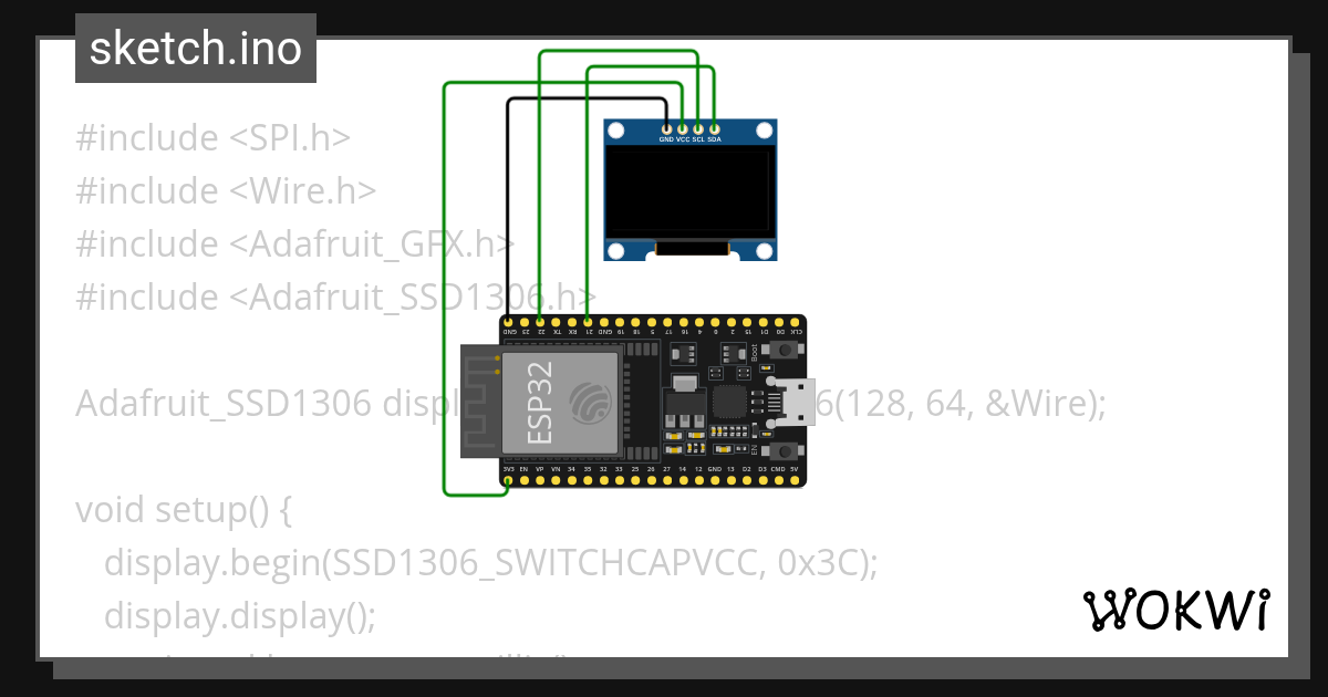 SSD1306 Simulator - Wokwi ESP32, STM32, Arduino Simulator
