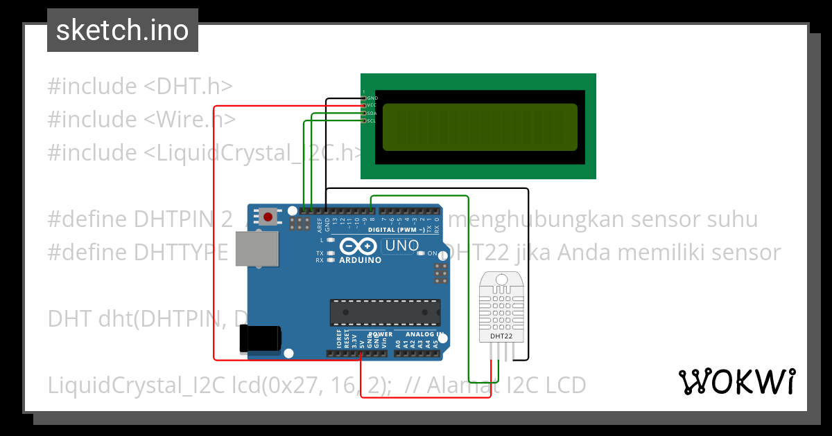 sensor DTH 22 - Wokwi ESP32, STM32, Arduino Simulator