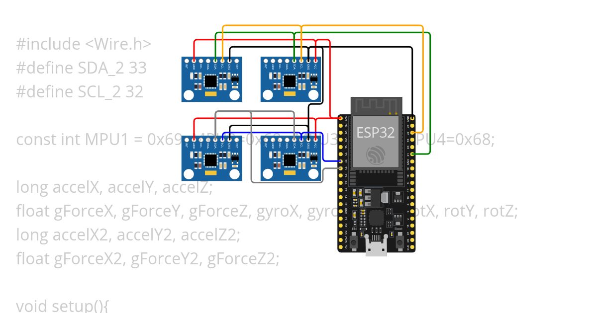 ESP32 MPU6050(4x) simulation