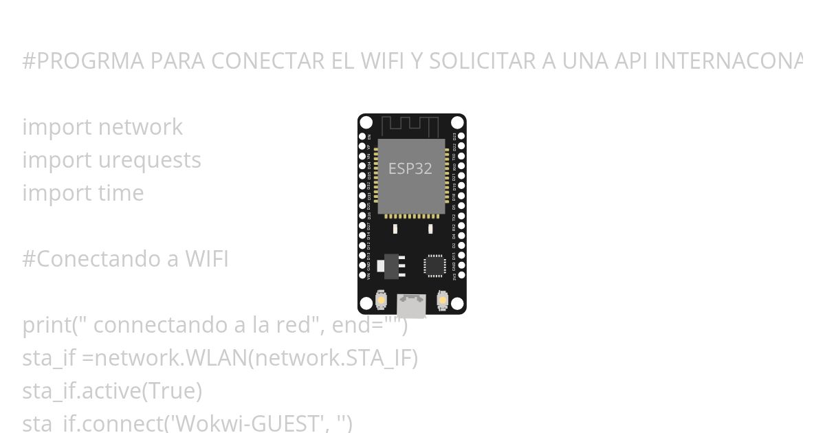 PROGRAMANDO UNA ESP32 Y CONECTANDO A WIFI EN WOKWI CON APIS Copy simulation