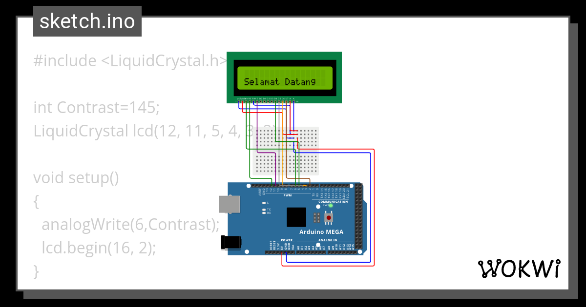 Lcd Tanpa I C Menampilkan Tulisan Selamat Datang Wokwi Esp Stm