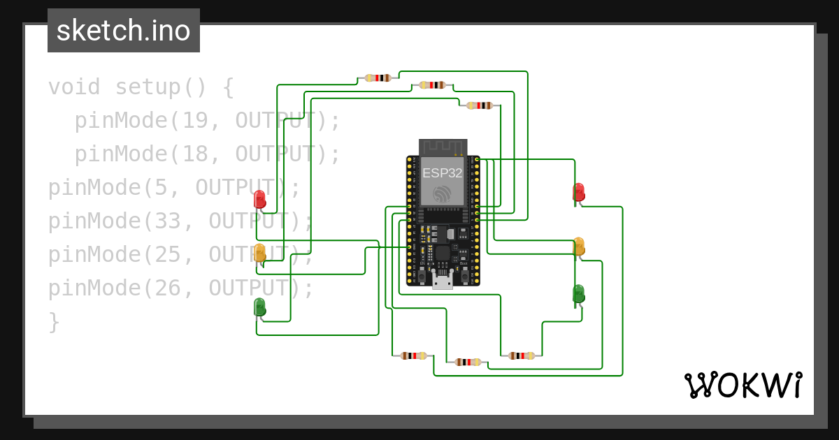 Trafic light - Wokwi ESP32, STM32, Arduino Simulator