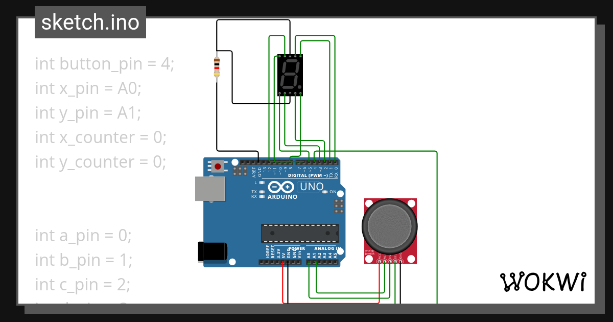 jostik + 7segment - Wokwi ESP32, STM32, Arduino Simulator