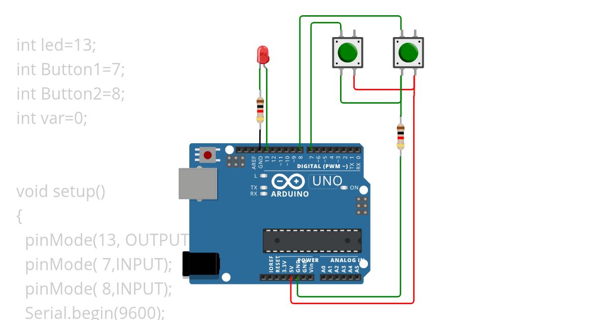 Mbahmadi 2 button 1 led simulation